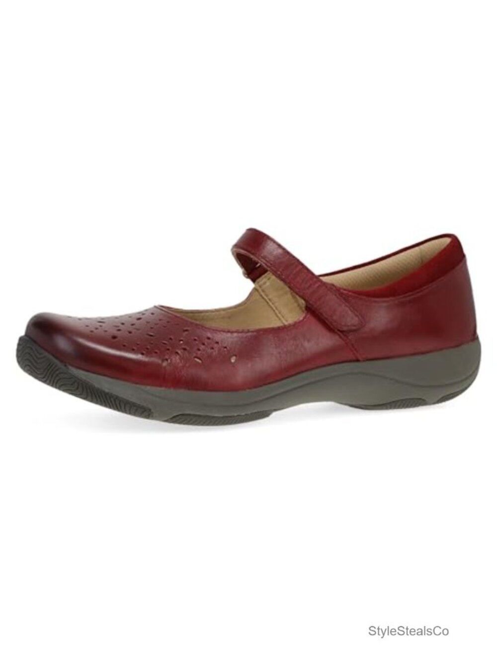 Women's Leather Mary Jane Flat with Arch Support, Slip Resistant, Comfortable